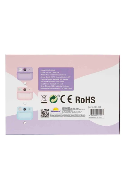 Baskılı Çocuk Fotoğraf Makinesi – Anında Baskı, Video ve Oyun Özellikli - 7