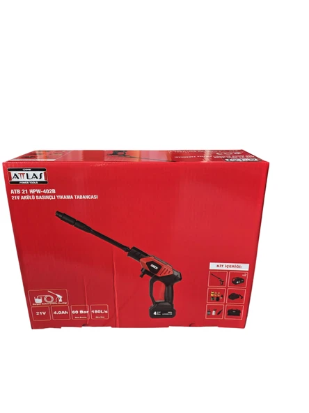 Attlas 21 HPW-402C 21V Akülü Basınçlı Yıkama Tabancası (2 x 4.0AH Akü Dahil)- A0901011 - 2