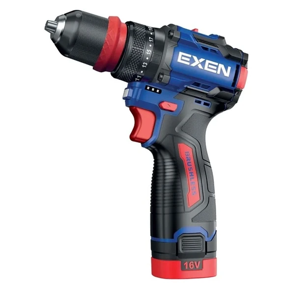 Exen EN 162 DS Kömürsüz Darbeli Akülü Matkap 16V 2Ah Li-ion Hızlı Şarj Led Işıklı Taşıma Çantalı - Resim 7
