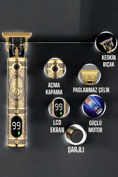 Tıraş Makinesi Çizik Tıraş Paslanmaz Çelik Uzun Ömürlü Şarjlı - Resim 4