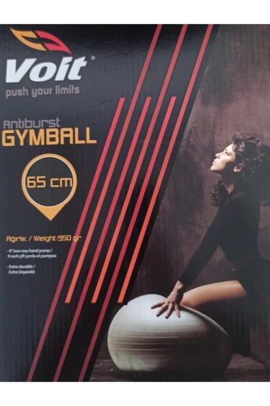 Voit Gymball 65 cm Pompalı Siyah Pilates Topu Siyah - Resim 7