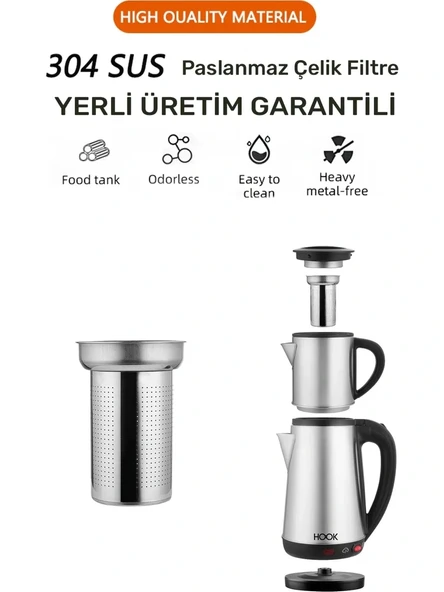 Paslanmaz Çelik Çay Makinesi Su Isıtıcı Çaycı Elektrikli Çaydanlık - 3