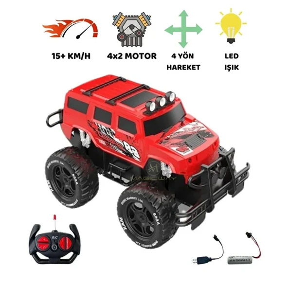Uzaktan Kumandalı Şarjlı Off - Road Aracı U/K 1/12 - Kırmızı - 1