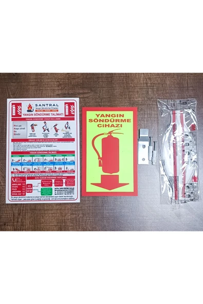 12 kg ABC KKT yangın söndürme cihazı işyeri ruhsat işlemleri için,askı Aparatı ve fosforlu levhası - Resim 2