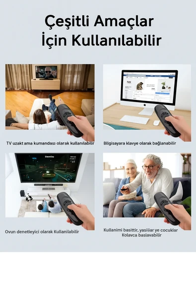 Wireless 2.4 GHz Sihirli Smart Klavye Air Mouse Siyah   Andorid TV Kumanda - 3