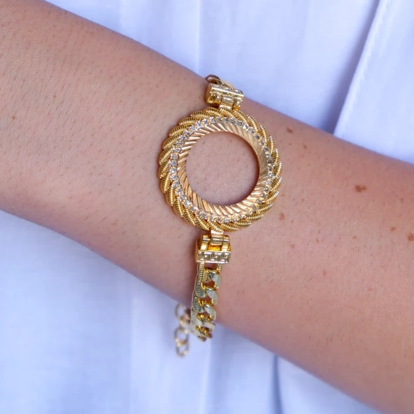 Altın Kaplama Yarım Çerçeve Bileklik BLK-1136 - Resim 2