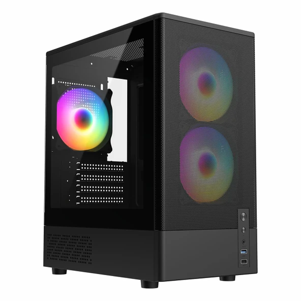 Frisby FC-8975B 550W USB 3.2 RGB mATX Mid Tower Siyah Kasa ürün görseli 1
