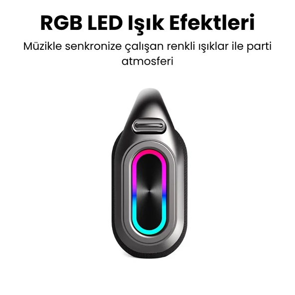 RGB Işıklı Kablosuz Bluetooth Hoparlör  18.000 mAh Batarya, Çift Mikrofonlu Karaoke Speaker, Güçlü Bass, Taşınabilir Party Speaker - 2