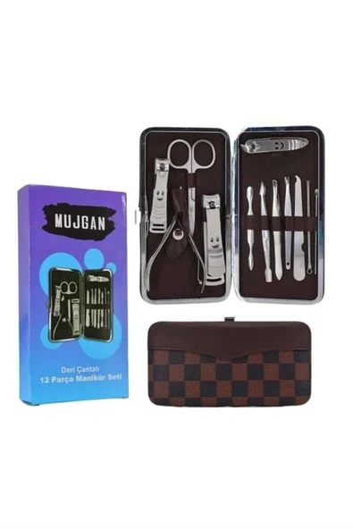 12 Parça Manikür Pedikür Seti Özel Deri Çanta El Ayak Bakımı Akne ve Sivilce Temizleme - 5