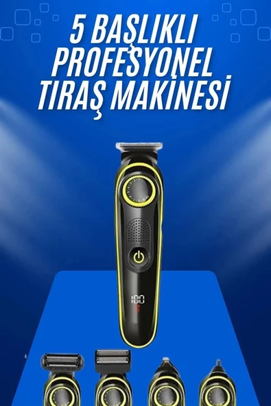 Tıraş Makinesi Şarjlı 5 Başlıklı Burun ve Kulak Temizleme - Resim 2