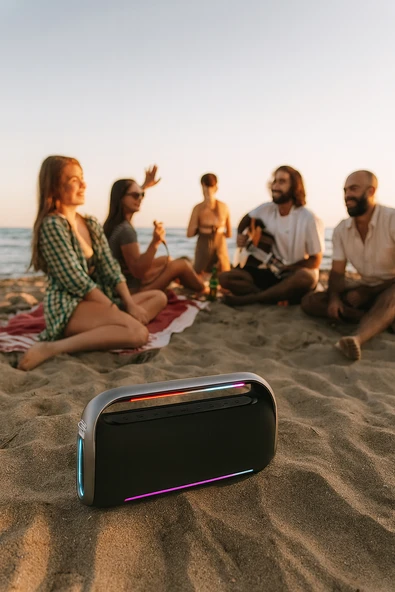 RGB Işıklı Kablosuz Bluetooth Hoparlör  18.000 mAh Batarya, Çift Mikrofonlu Karaoke Speaker, Güçlü Bass, Taşınabilir Party Speaker - 8