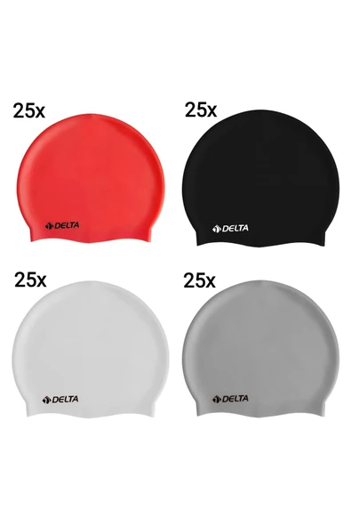 Delta Unisex 100 Adet Silikon Bone Karma Renk Silikon Yüzücü Bonesi - 2