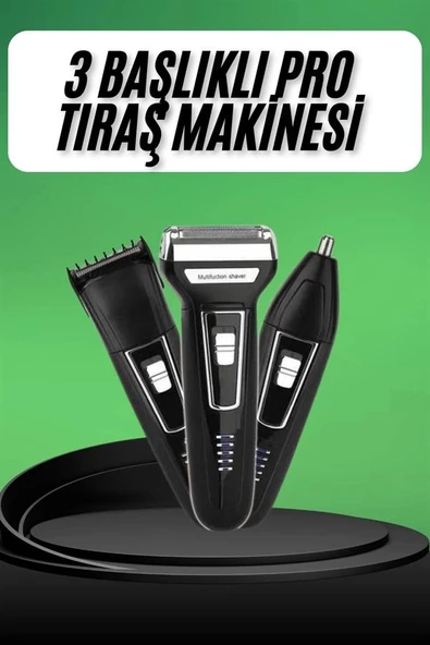 Tıraş Makinesi 3 Başlıklı T Başlıklı Hassas Ciltlere Özel Saç Sakal Vücut Kulak ve Burun - Resim 2