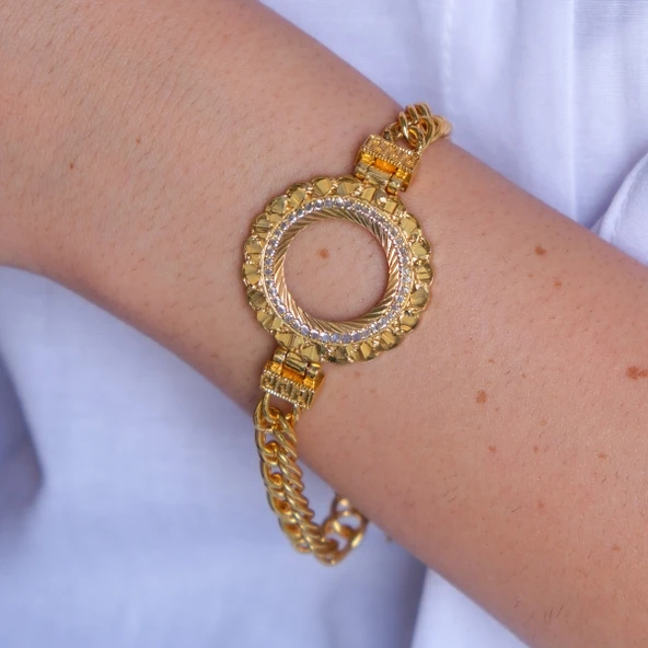 Altın Kaplama Çeyrek Çerçeve Bileklik BLK-1131 - Resim 2