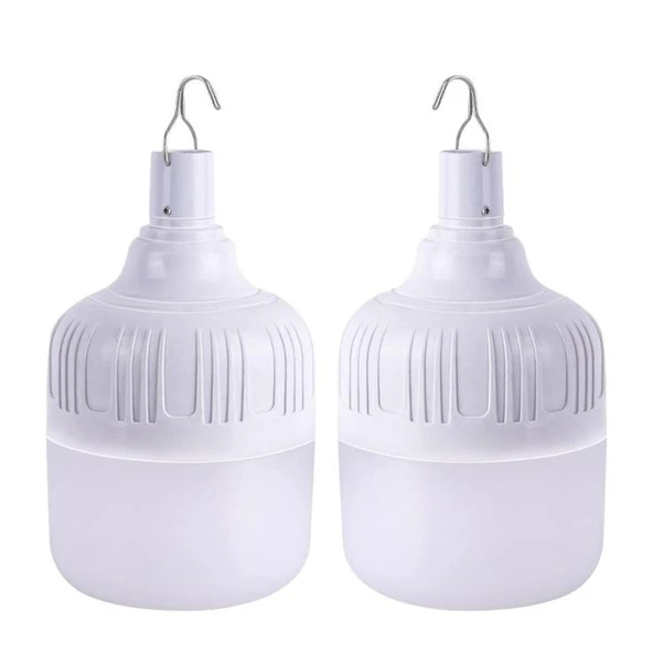 2 Adet USB Şarjlı, 30 Watt, 3 Işık Modlu Beyaz Işık, Kamp, Piknik, Bekçi, Balıkçı, Çadır Ampulü - 8
