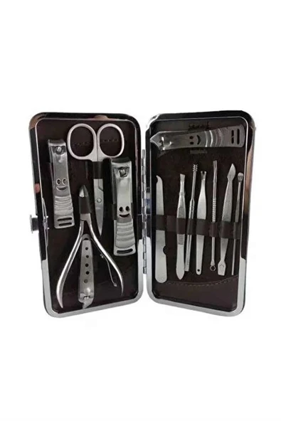 12 Parça Manikür Pedikür Seti Özel Deri Çanta El Ayak Bakımı Akne ve Sivilce Temizleme - 4