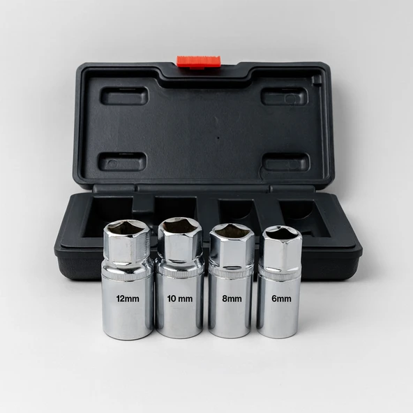 Saplama Sökme Lokma Seti 4 Parça Kırık Vida Civata Çıkarma Takımı Dayanıklı Lokma Anahtar Seti ürün görseli