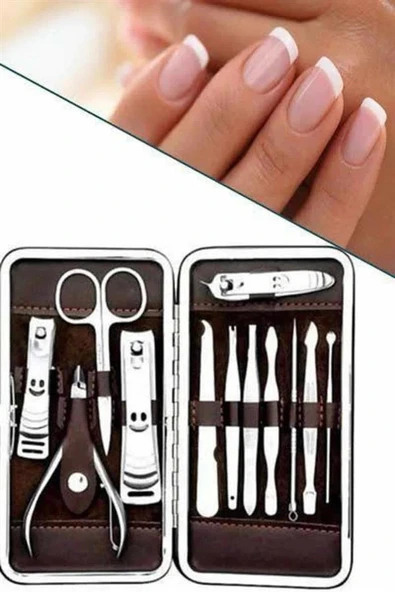 12 Parça Manikür Pedikür Seti Özel Deri Çanta El Ayak Bakımı Akne ve Sivilce Temizleme - 3