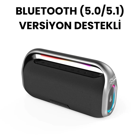 RGB Işıklı Kablosuz Bluetooth Hoparlör 18.000 mAh Batarya, Çift Mikrofonlu Karaoke Speaker, Güçlü Bass, Taşınabilir Party Speaker