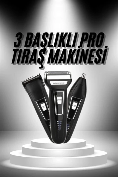 3'lü Set Saç Sakal Kesme Traş Makinesi Burun Kılı Alma Tıraş Makinesi - Resim 2