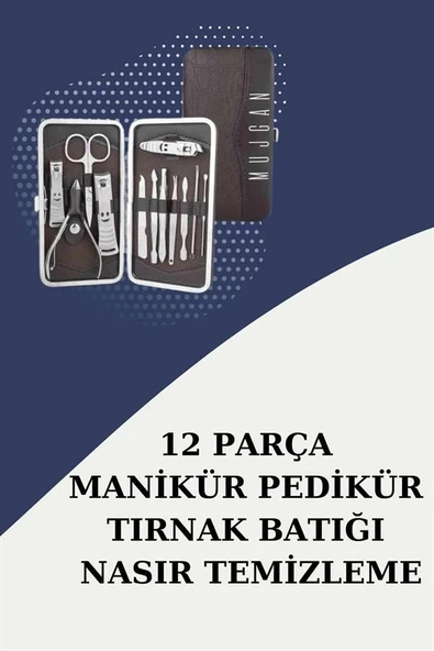 12 Parça Paslanmaz Çelik Kompakt ve Taşınabilir Manikür Makası Tırnak Makası ürün görseli 1