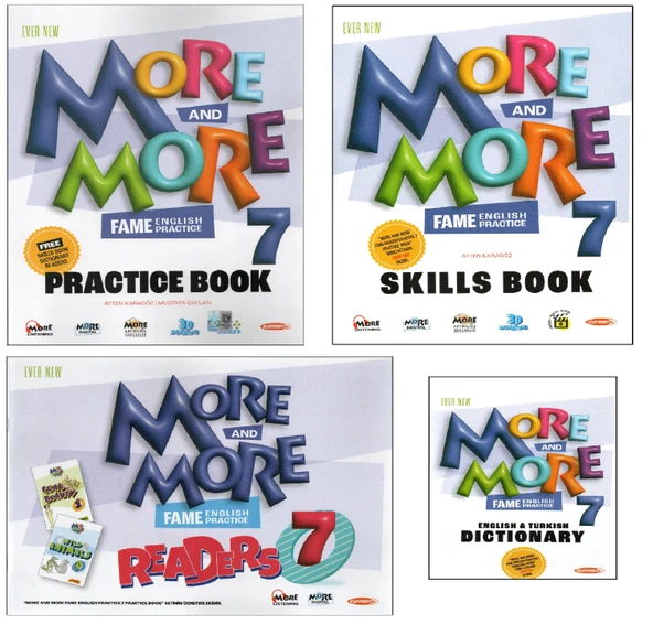 Kurmay ELT More and More 7. Sınıf MORE&MORE PRACTICE BOOK & SKILLS BOOK & DICTIONARY & READERS (4lü SET)