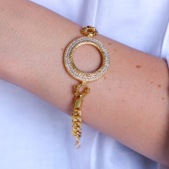 Altın Kaplama Yarım Çerçeve Bileklik BLK-1128 - Resim 2