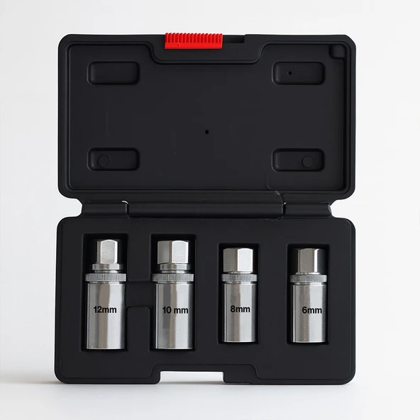 Saplama Sökme Lokma Seti 4 Parça Kırık Vida Civata Çıkarma Takımı Dayanıklı Lokma Anahtar Seti - Resim 5