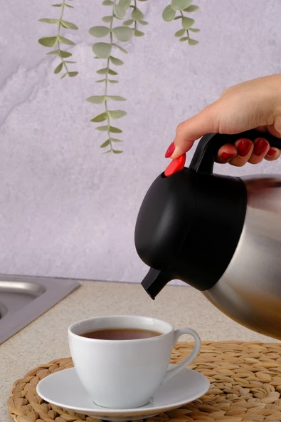 Paslanmaz Çelik Çay Termosu 1 Litre | 12-24 Saat Soğuk, 8-12 Saat Sıcak Tutma | Paslanmaz Çelik - Resim 4