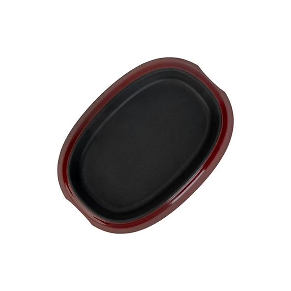 Lava Döküm Oval Fajita Tabağı Ölçü 12x19cm.-Bordo - Resim 3