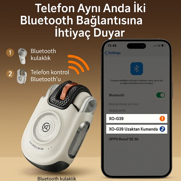 Akıllı Dokunmatik Kontrollü Bluetooth Kulaklık  Uzaktan Video Kaydırma & Fotoğraf Çekme - 6