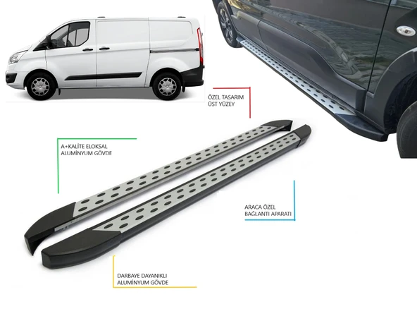 CUSTOM PANEL VAN KISA ŞASE NOKTALI YAN BASAMAK 2012 2013 2014 2015 2016 2017 2018 2019 2020 2021 2022 2023 ürün görseli 1