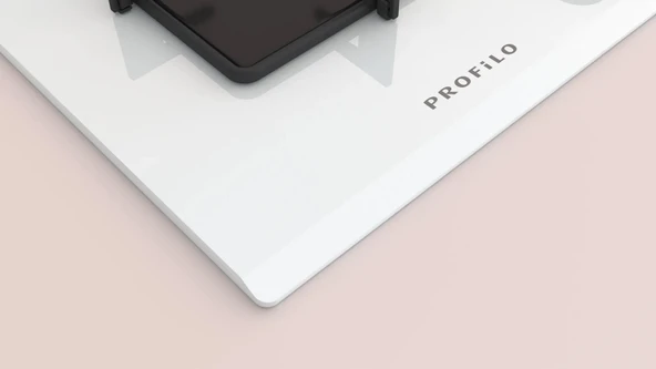 Profilo ON28Q2P10D 75 Cm Wok Gözlü Beyaz Cam Ankastre Ocak - Resim 4