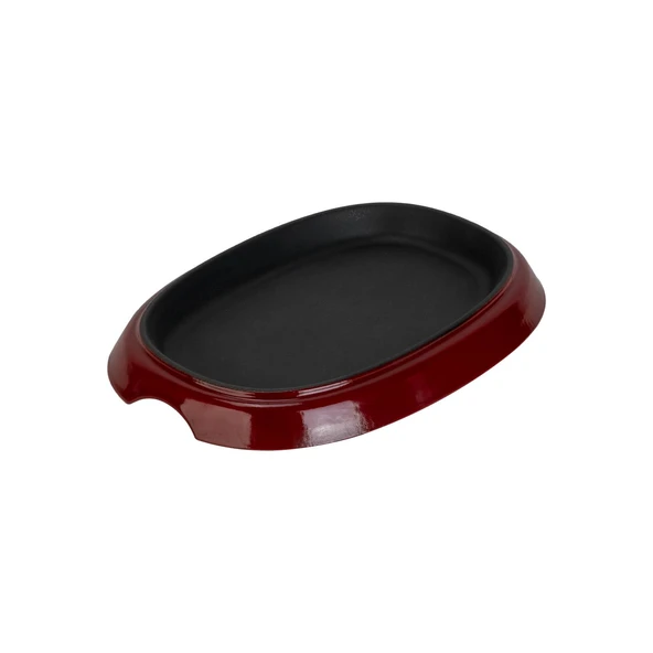 Lava Döküm Oval Fajita Tabağı Ölçü 12x19cm.-Bordo - Resim 2
