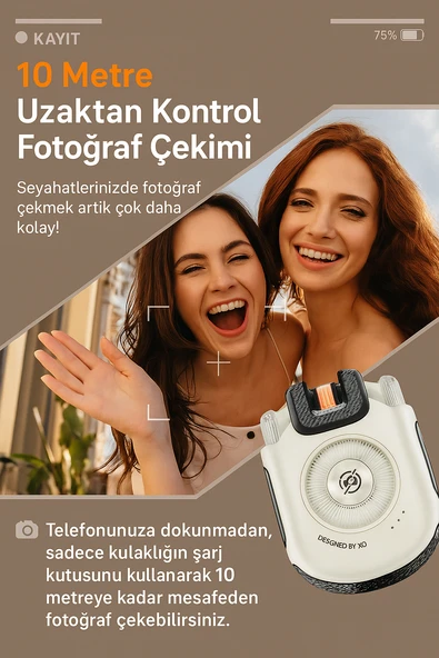 Akıllı Dokunmatik Kontrollü Bluetooth Kulaklık  Uzaktan Video Kaydırma & Fotoğraf Çekme - 2