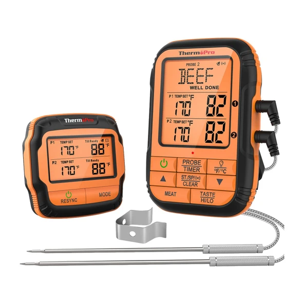 ThermoPro TP28C 2Problu Zamanlayıcılı 150m Kablosuz Barbekü/Mangal Profesyonel Pişirme Termometresi ürün görseli 1