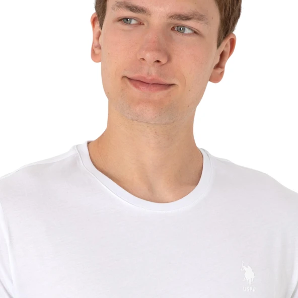 Erkek Regular Fit Bisiklet Yaka Beyaz Basic Tişört - 7