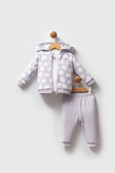 U.S. Polo Assn Kız Bebek 3'lü Takım Lila ürün görseli 1