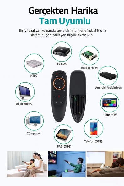 2.4G Air Mouse Sesli Kumanda  Gyro Sensörlü Kablosuz Uzaktan  Kumanda - 3