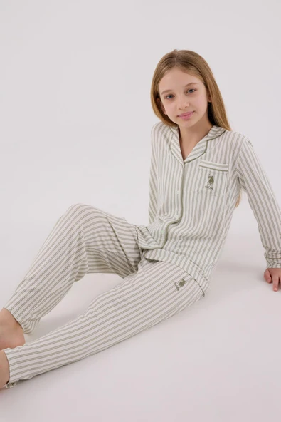 U.S. Polo Assn Kız Çocuk Gömlek Pijama Çay Yeşili - 3