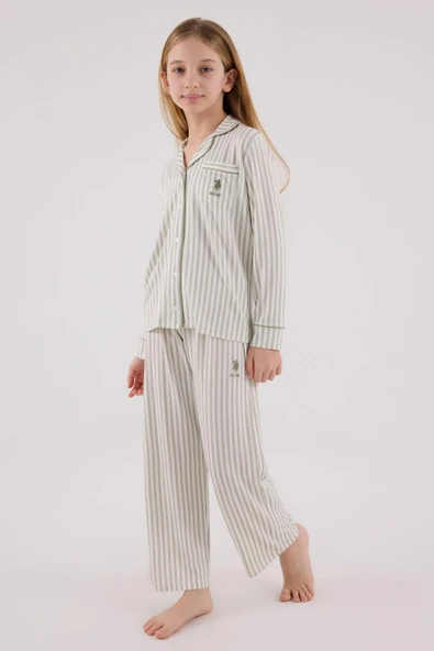 U.S. Polo Assn Kız Çocuk Gömlek Pijama Çay Yeşili - 4