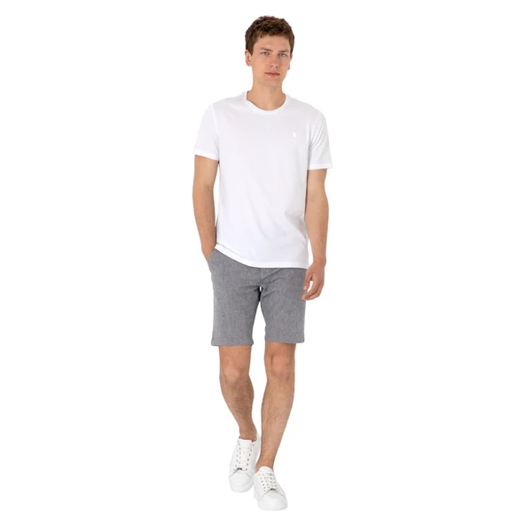 Erkek Regular Fit Bisiklet Yaka Beyaz Basic Tişört - 3