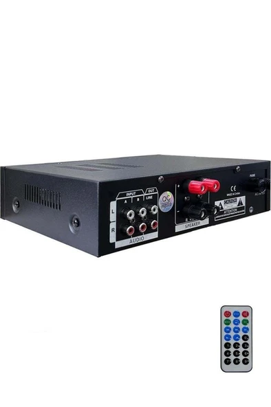 Hepa Merz HB-200 Stereo Mixer Amfi 4-8 Ohm 2 Çıkışlı 2x100W Anfi Bluetooth Usb - 3