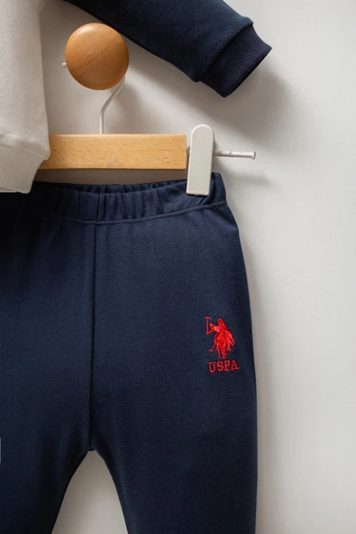 U.S. Polo Assn Erkek Bebek 2 li Takım Beyaz Lacivert - Resim 4