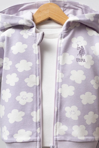 U.S. Polo Assn Kız Bebek 3'lü Takım Lila - Resim 5