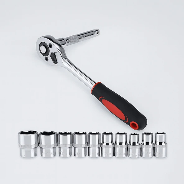 Lokma Takımı 1/2 12 Parça Profesyonel Kalite Çelik Malzeme Anahtar Seti Uzun Ömürlü Kullanım - Resim 2