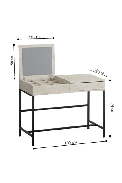 Decormet Linda Makyaj Masası Travertine - Resim 11