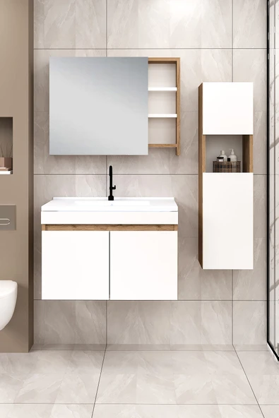 80 cm Saura Banyo Dolabı + 30 cm Saura Boy Dolabı - 1