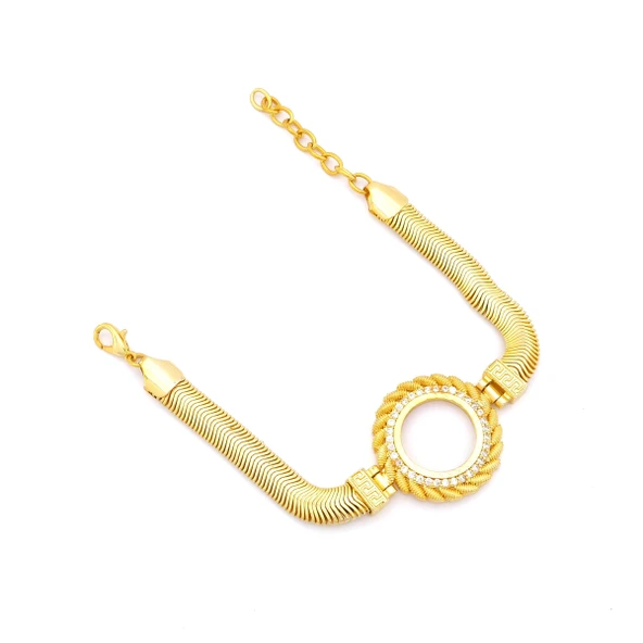 Altın Kaplama Çeyrek Çerçeve Bileklik BLK-1140 - Resim 3