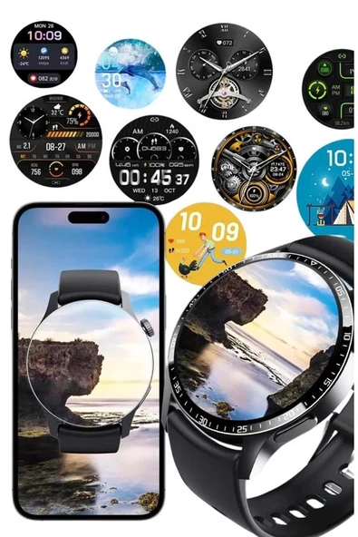 Amoled Ekran Metal Deri Silikon Kordonlu Uyku ve Sağlık Takibi - Resim 4